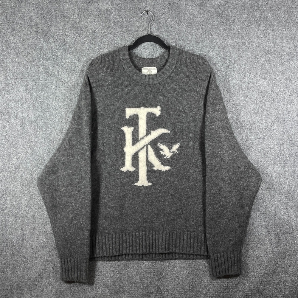AE x Tru Kolors Travis Kelce Wool-Cashmere Crew Neck Sweater Gray Mens Size XL